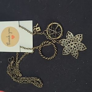 Antique Brass Charm Necklace